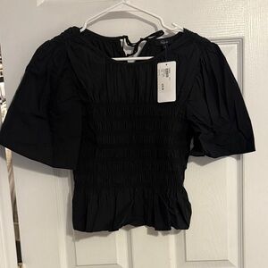 Rails Black Smocked Blouse